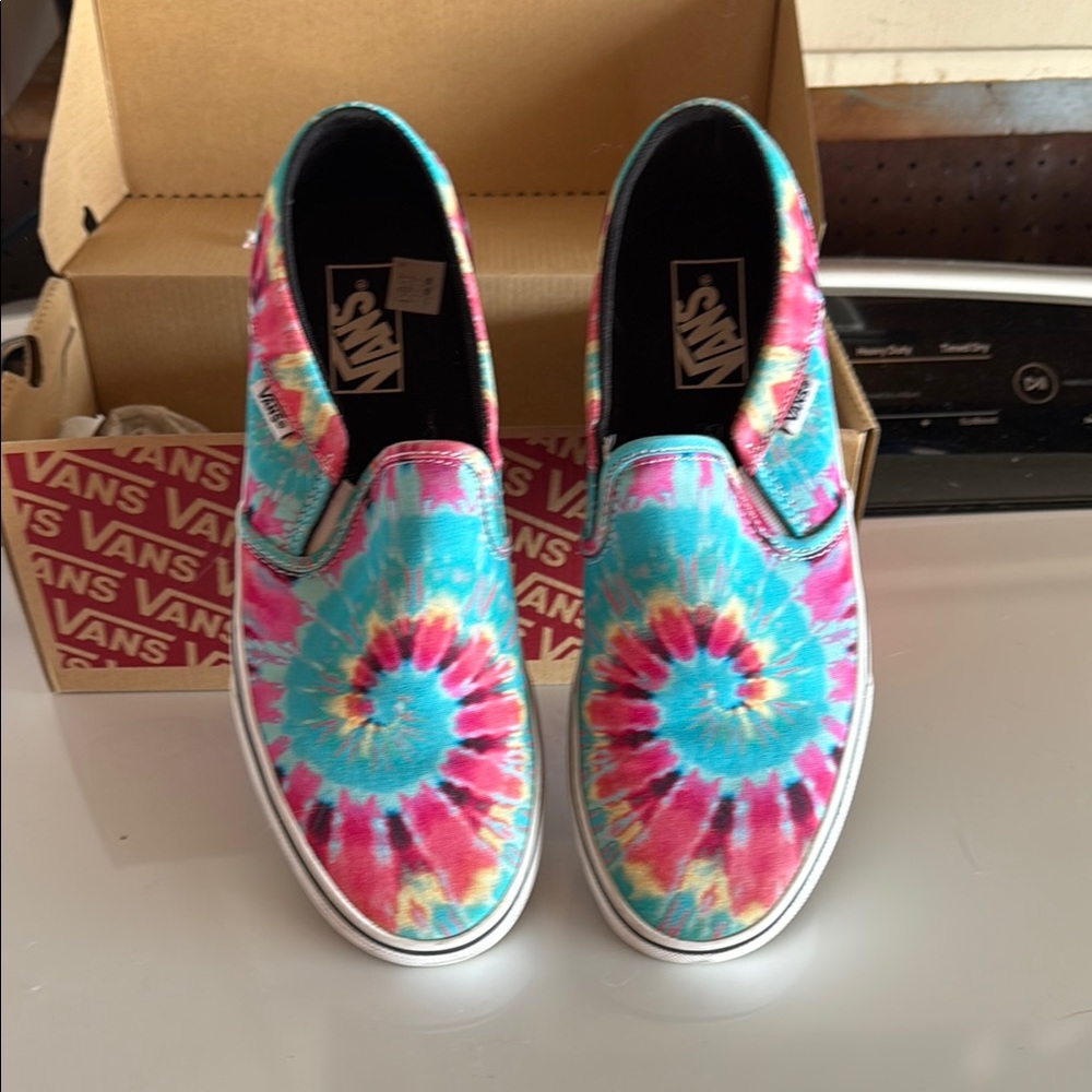 Vans Tie-Dye Slip-On Shoes - Blue and Pink